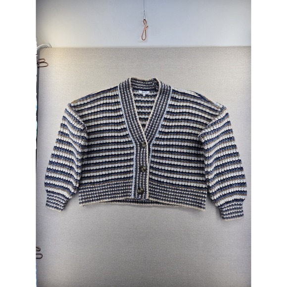 Madewell Sweaters - Madewell Women's Waller Crop Cardigan Sweater Striped Heather Cloudburst Large